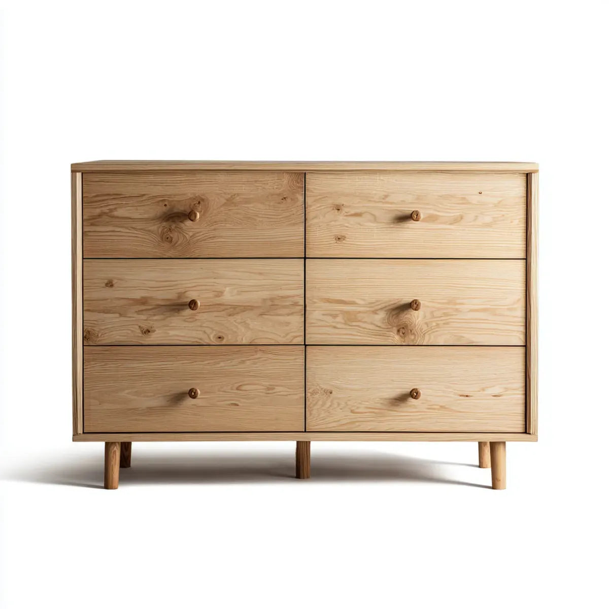 Komoda, 6 szuflady w naturalnych sosny stałej 140 x 45 x 90 cm prostokątne