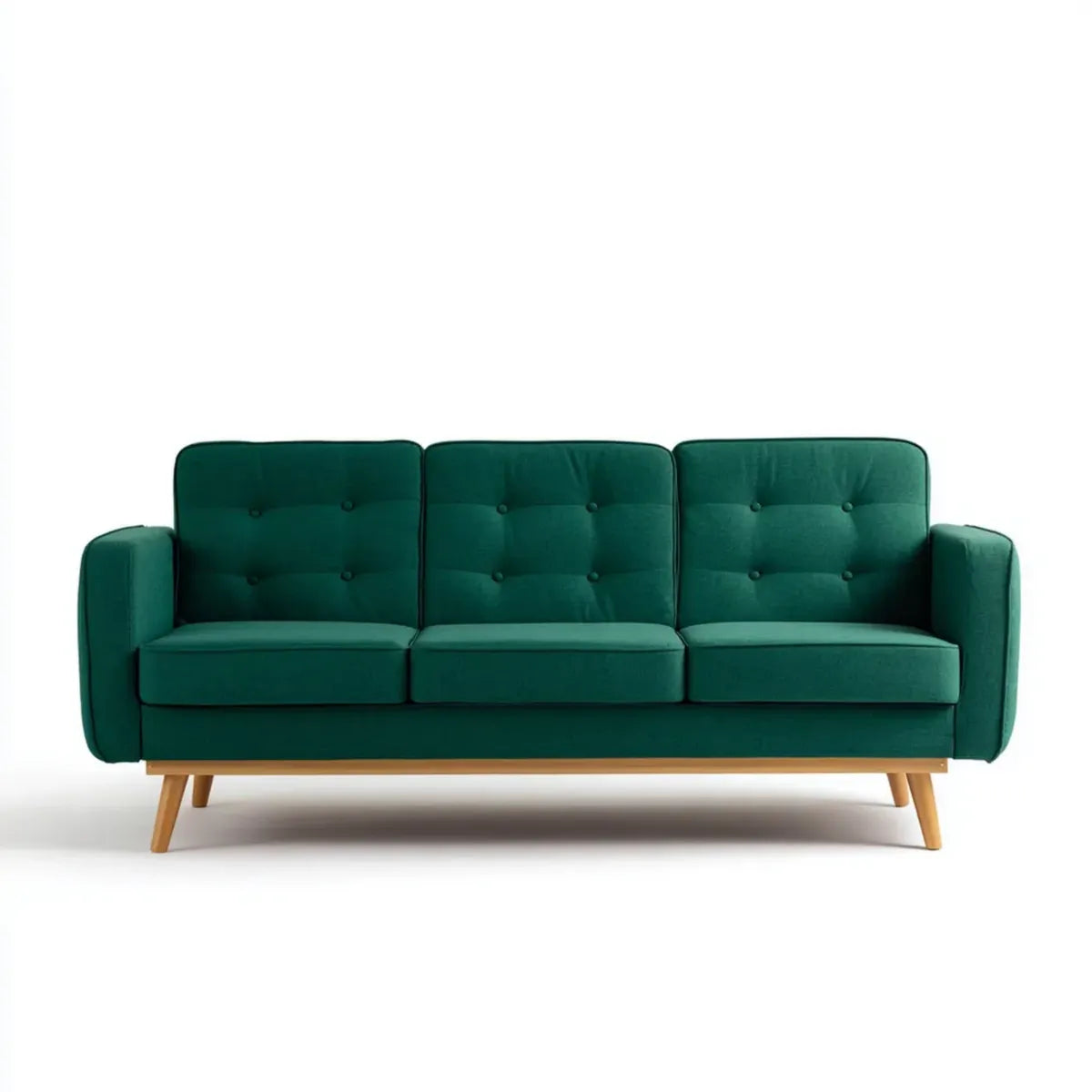 Sofa 3 miejsca ciemnozielone 190 x 80 x 85 cm poliestrowe szkło proste